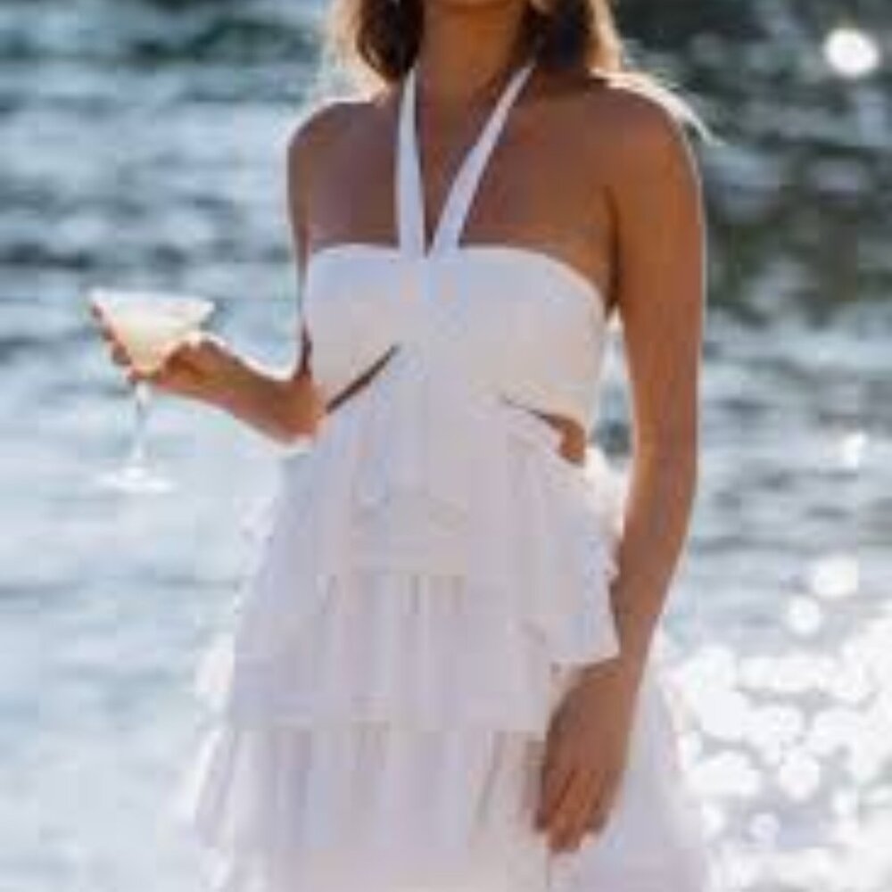 12th Tribe Chateau White Ruffle Maxi Dress — Size L